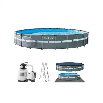 Intex 26340 Каркасный бассейн Ultra XTR Frame 732х132см, 47241л, песч.фил.-нас. 10500л/ч, лестница, тент, подст.