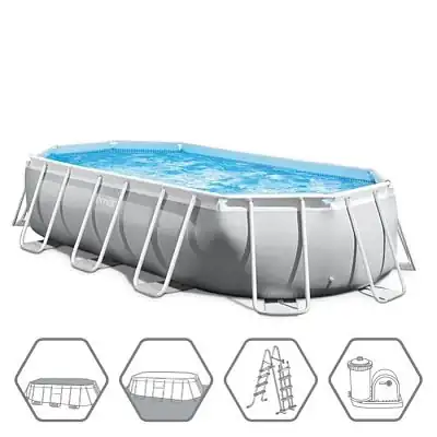Intex 26796 Каркасный бассейн Prism Frame 503х274x122см "Oval" 13365л, фил.-насос 5678л\ч, лестн., тент, подст.