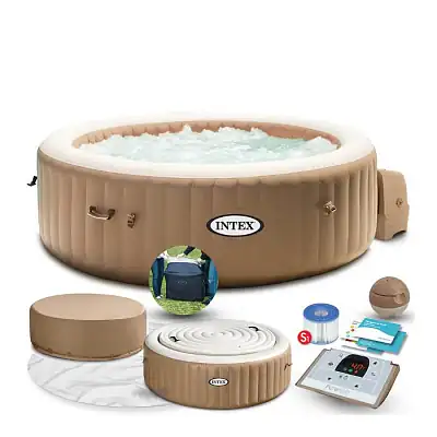 Intex 28476 СПА-бассейн 145/196х71см "Bubble Massage" 795л, круглый, аэромассаж, теплосберегающий тент-чехол